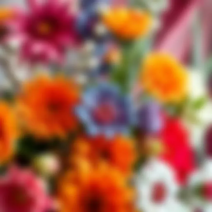 A close-up of a colorful winter flower arrangement